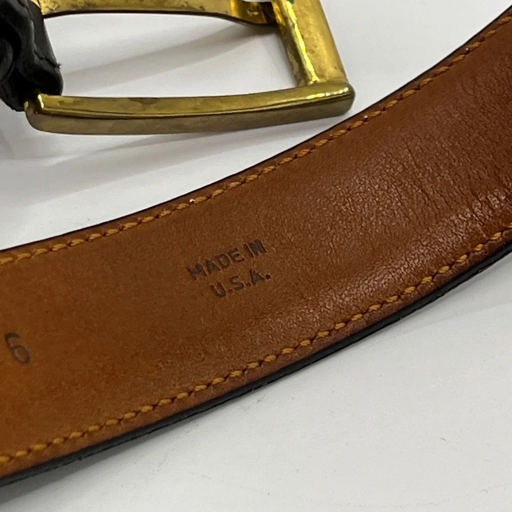 Saks Fifth Avenue Mens‎ Black Leather Belt Brass Buckle Size 42 SFA Made in USA